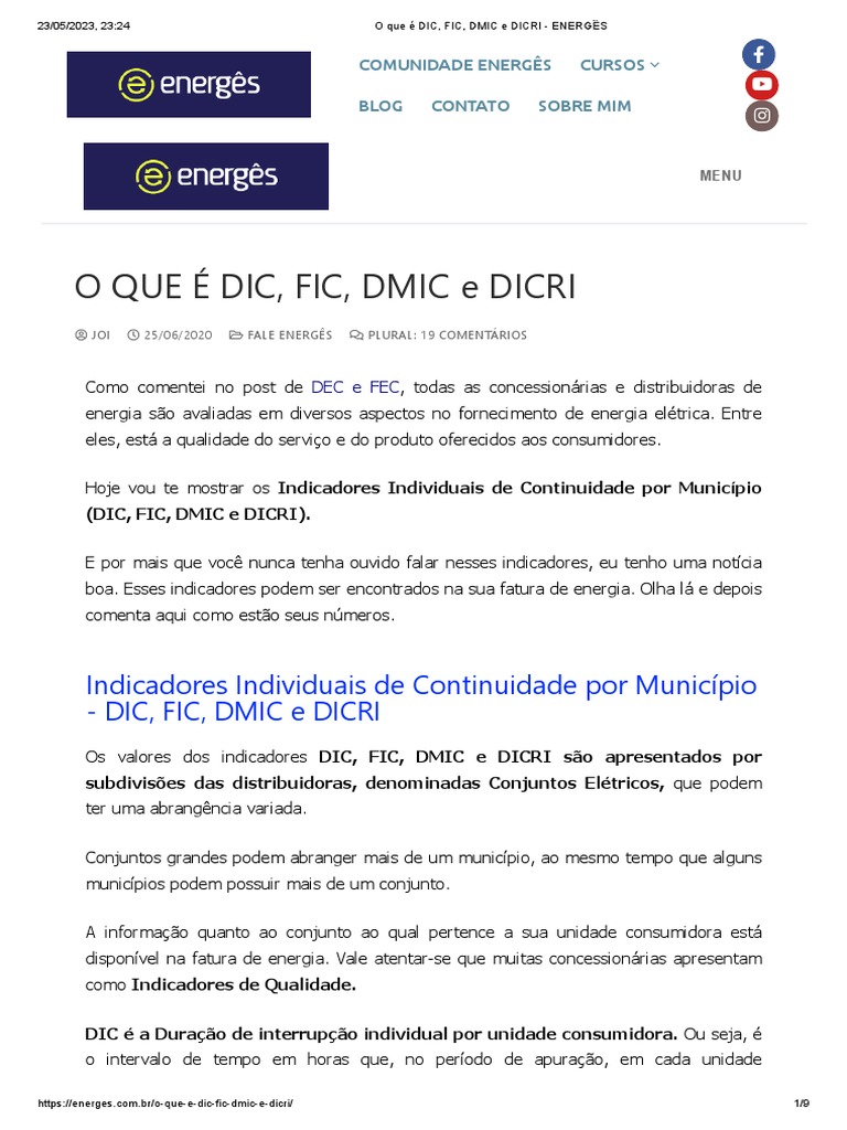 Entenda DIC, FIC, DMIC e DICRI na Energia | PDF