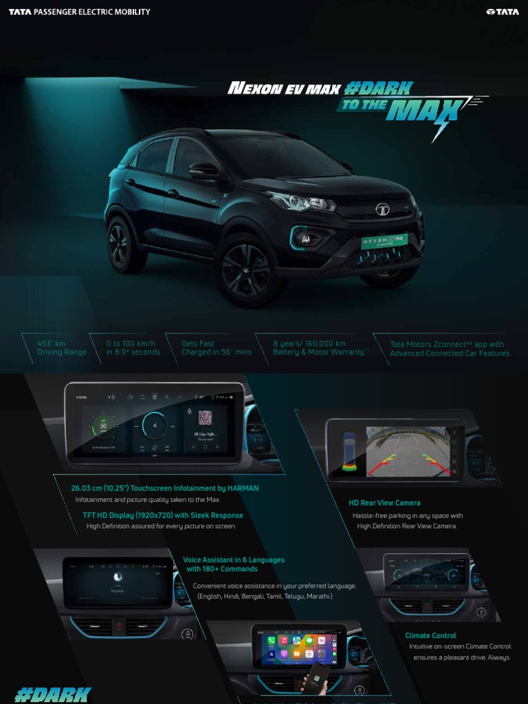 Nexon EV Max Dark Brochure Digital PDF Motor Vehicle Automotive Technologies