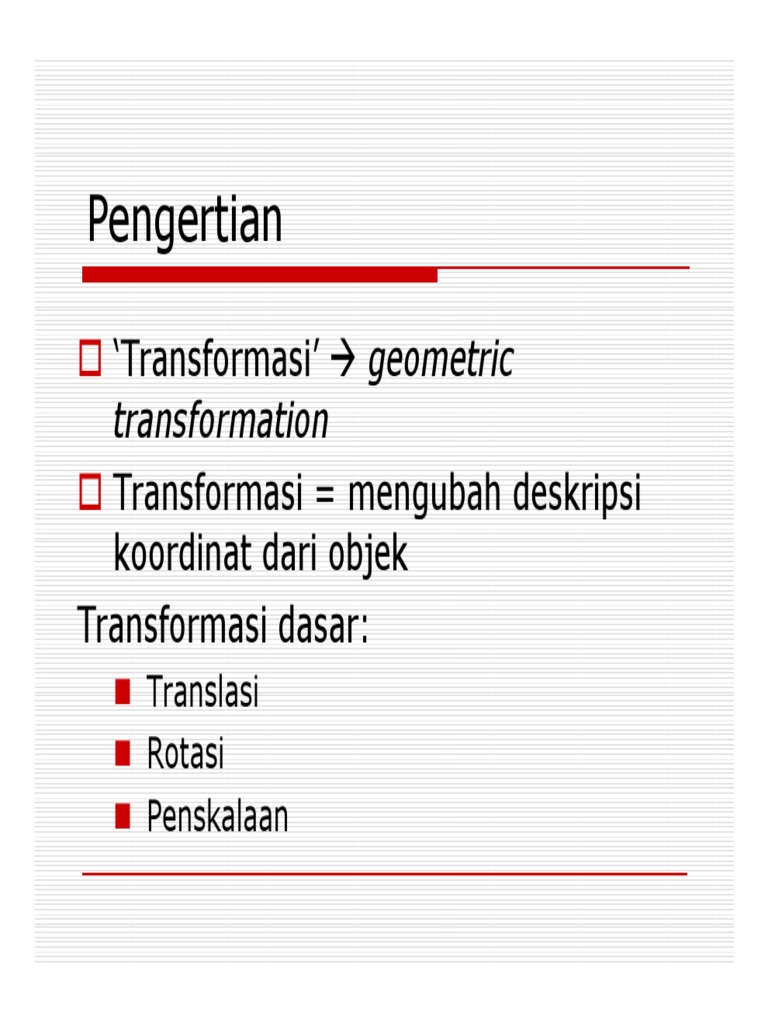 Transformasi Geometri: Translasi, Rotasi, Penskalaan | PDF