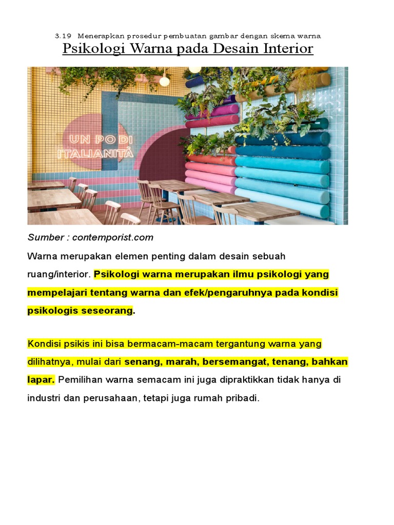 Psikologi Warna Pada Desain Interior | PDF