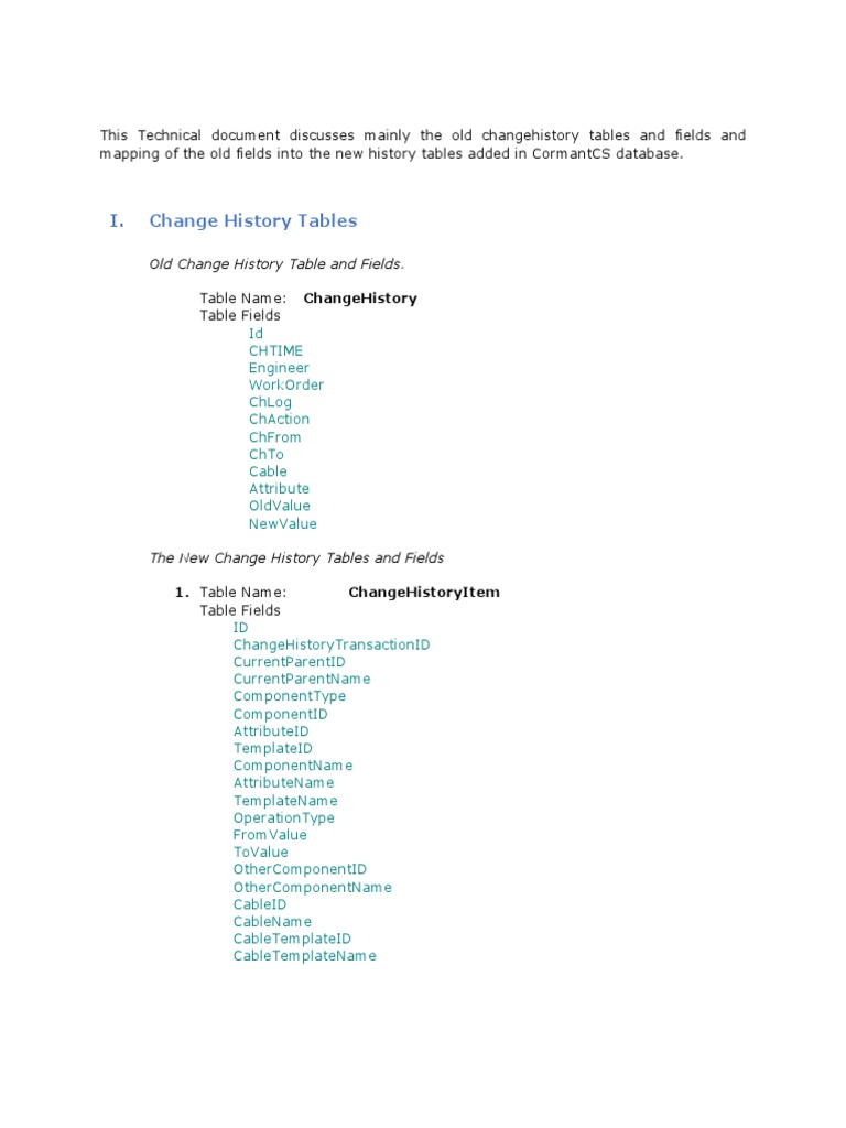 Change History Tables 002 PDF Computer Programming Computer Science