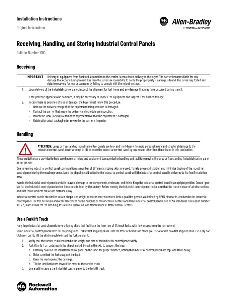 Store and Handling Industrial Control Panel PDF Forklift