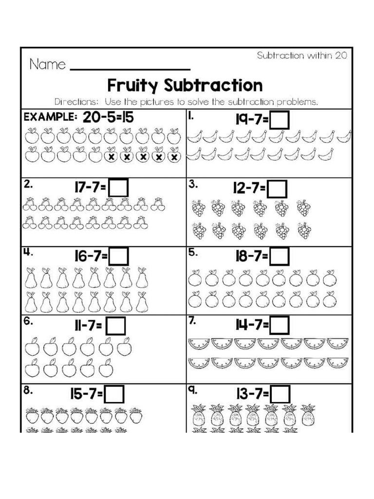 Subtraction Worksheet | PDF