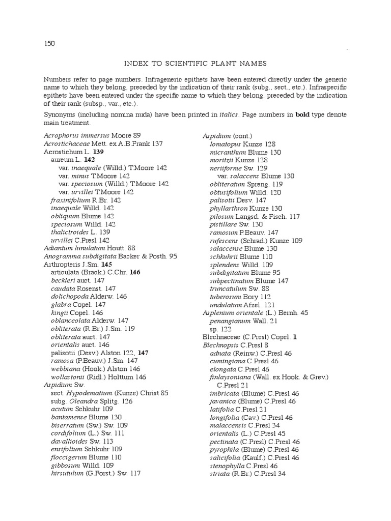 INDEX TO SCIENTIFIC PLANT NAMES PDF Plant Taxonomy Biological