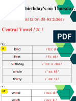 Unit 7 My Birthday's On Thursday Central Vowel Ɜ