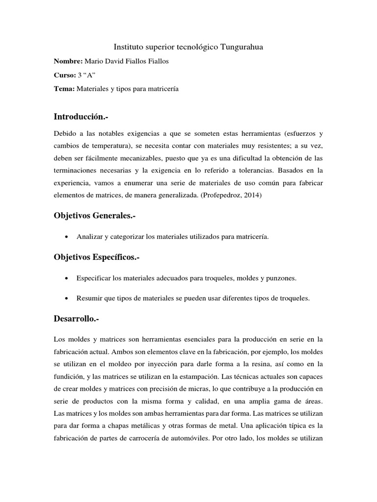 Matriceria | PDF | Acero | Ingeniería de Edificación