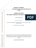 Urbanitas y Ciudadanos La Compleja Constitución de Los Sujetos Del Derecho A La Ciudad