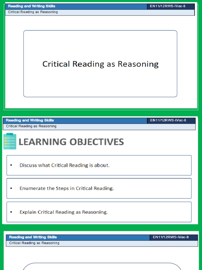 Critical Reading As Reasoning PDF