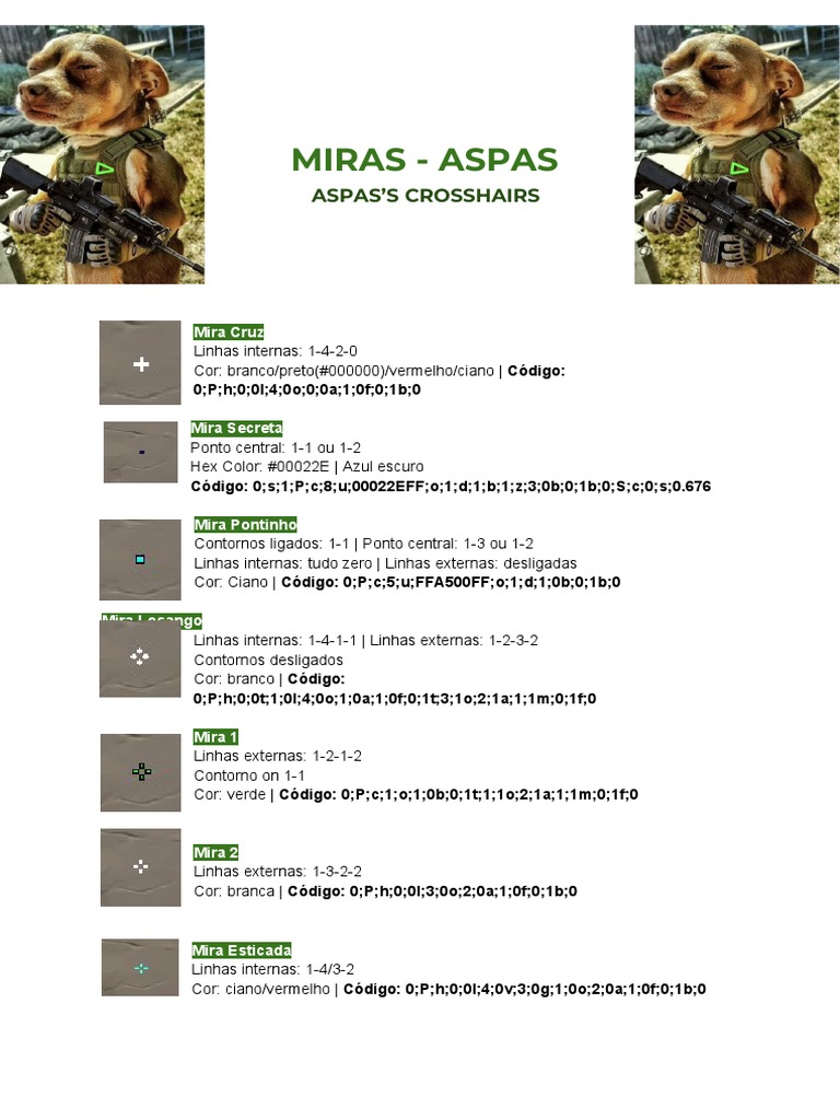 Códigos e Tipos de Miras Aspas | PDF