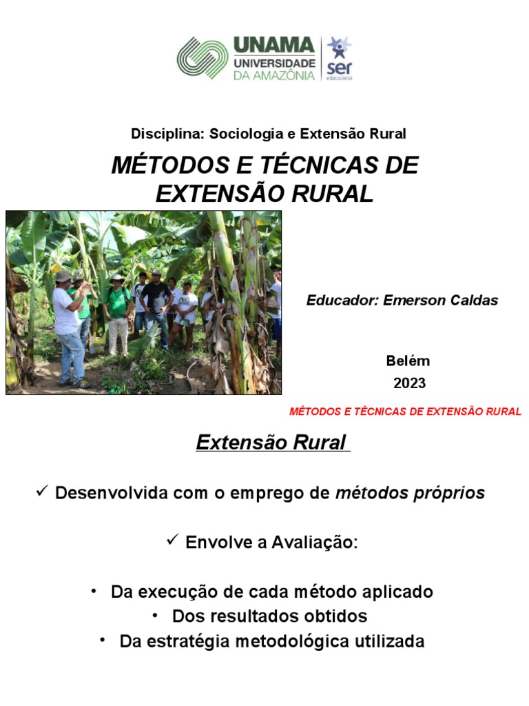 Aula 5 - Métodos e Técnicas de Extensão Rural | PDF | Aprendizado ...