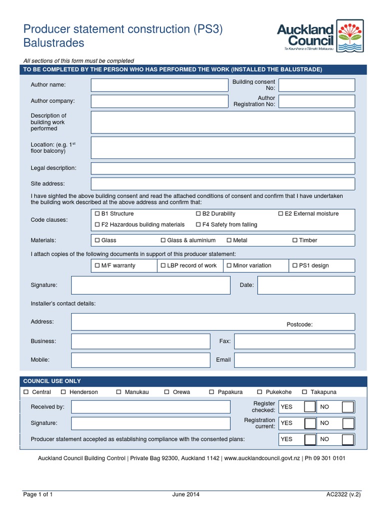 PS3 Producer Statement for Balustrades | PDF