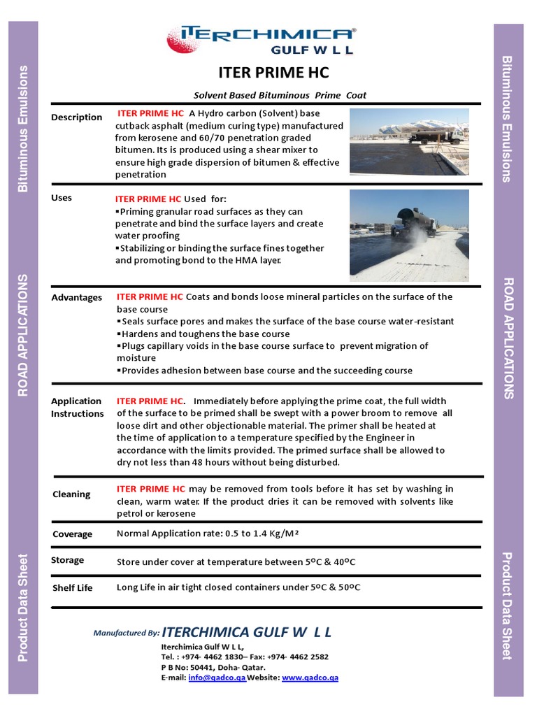 Prime Coat Product Data Sheet PDF Asphalt Materials