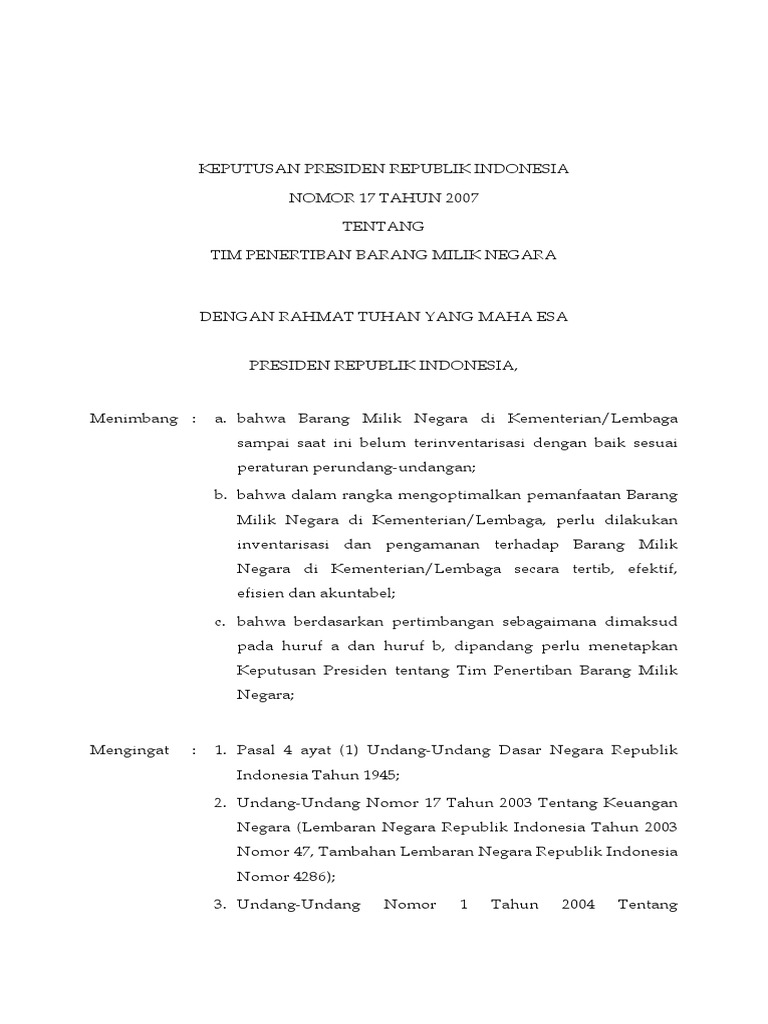 keppres-no-17-tahun-2007-ttg-tim-penertiban-barang-milik-negara-pdf