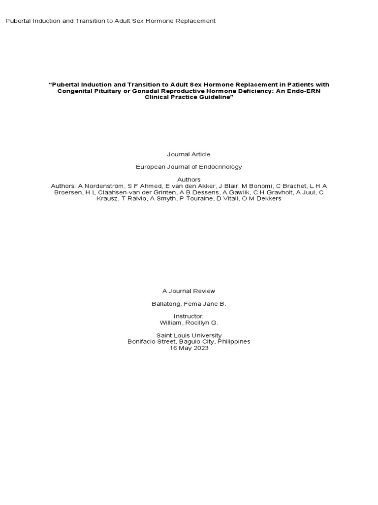 Pubertal induction and transition to adult sex hormone replacement in