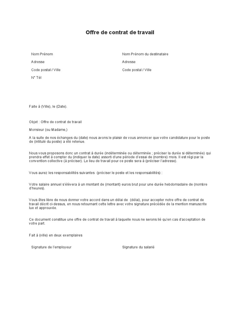 Modèle de promesse d'embauche PDF | PDF | Salaires | Business