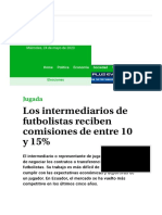 Los Intermediarios de Futbolistas Reciben Comisiones de Entre 10 y 15%
