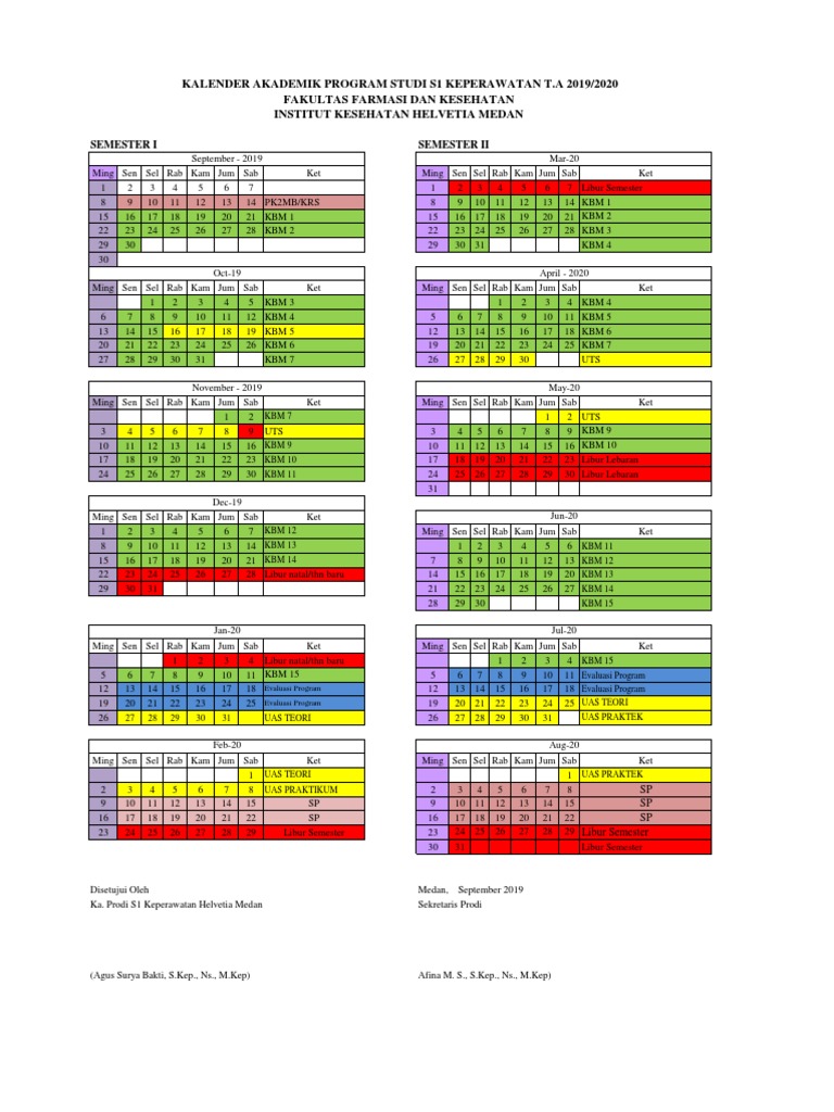 Kalender Akademik Prodi Pendidikan Ners Tahap Akademik Sem 1,2 | PDF