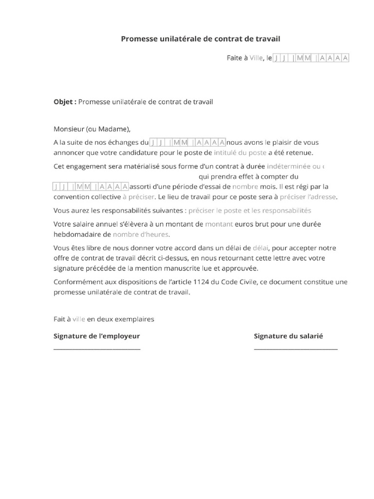 Modele Promesse D Embauche Debcf58bc3 | PDF