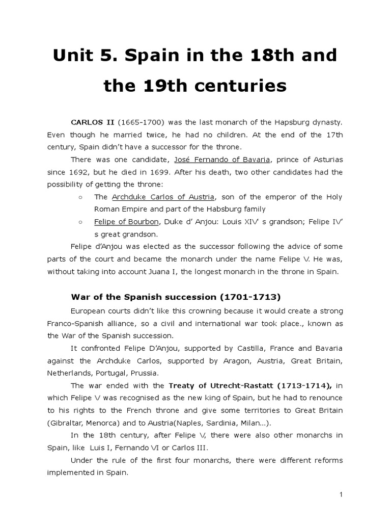 Spain in the 18th and 19th centuries PDF Spain Government Of Spain