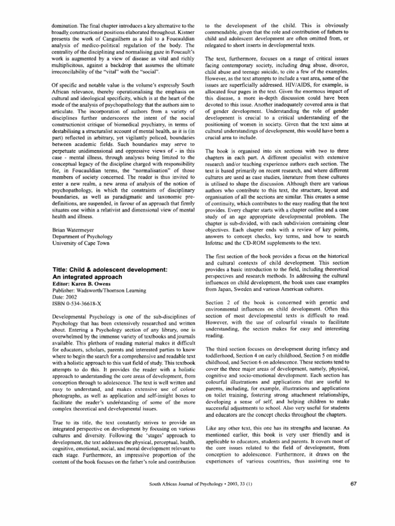 Title child adolescent development an integrated approach south