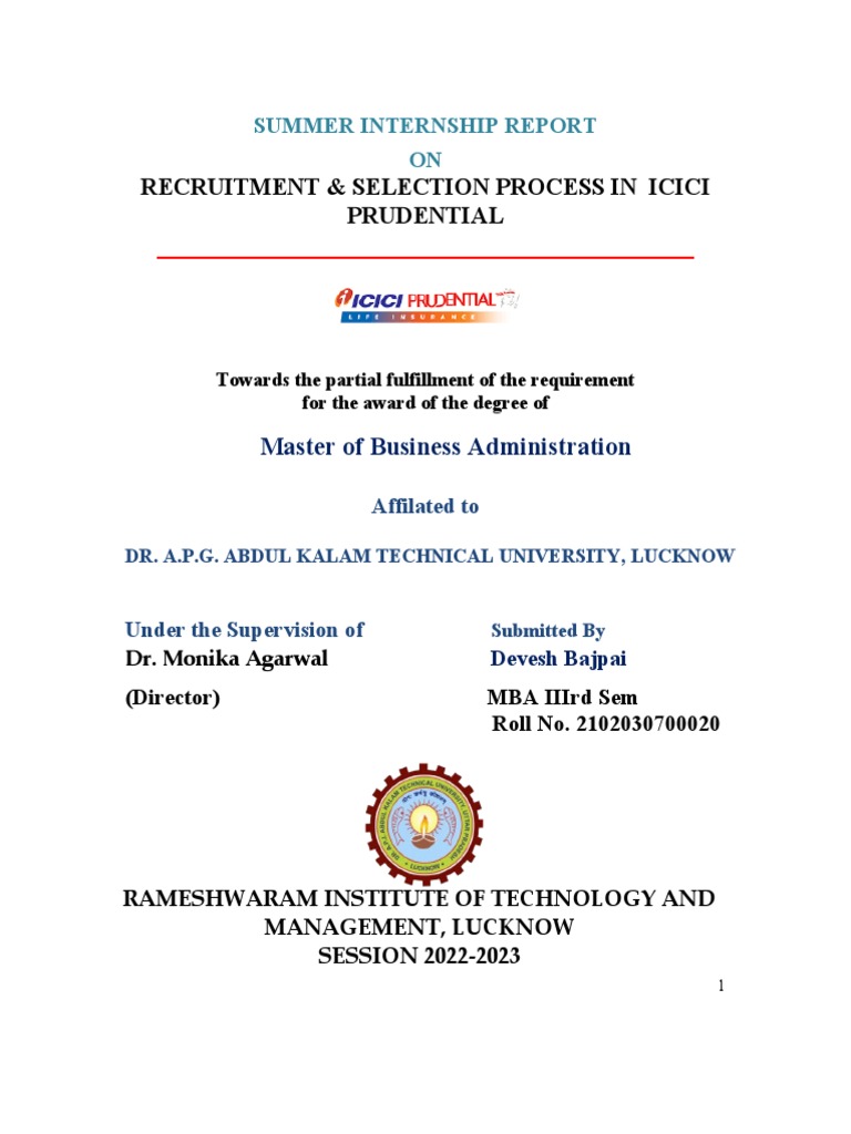 Icici Prudential Recruitment Pdf Insurance Methodology