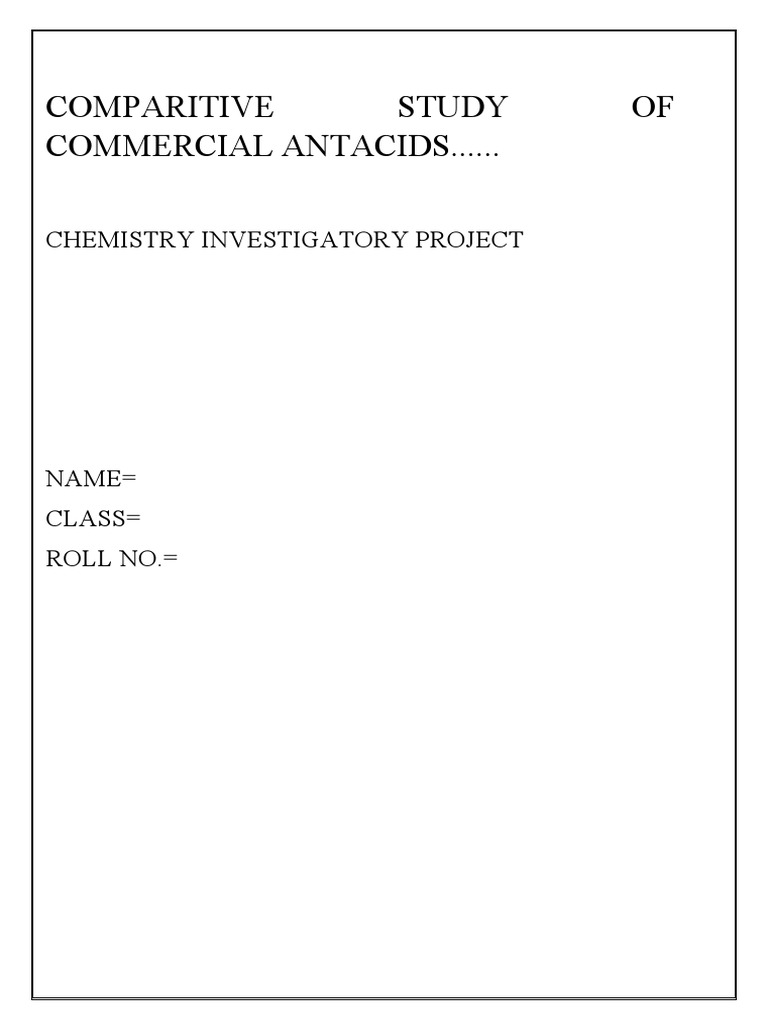 Comparitive Study of Commercial Antacids PDF