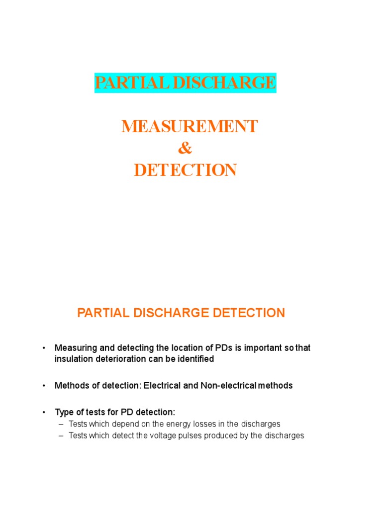 Partial Discharge Detection Methods | PDF | Electrical Engineering ...