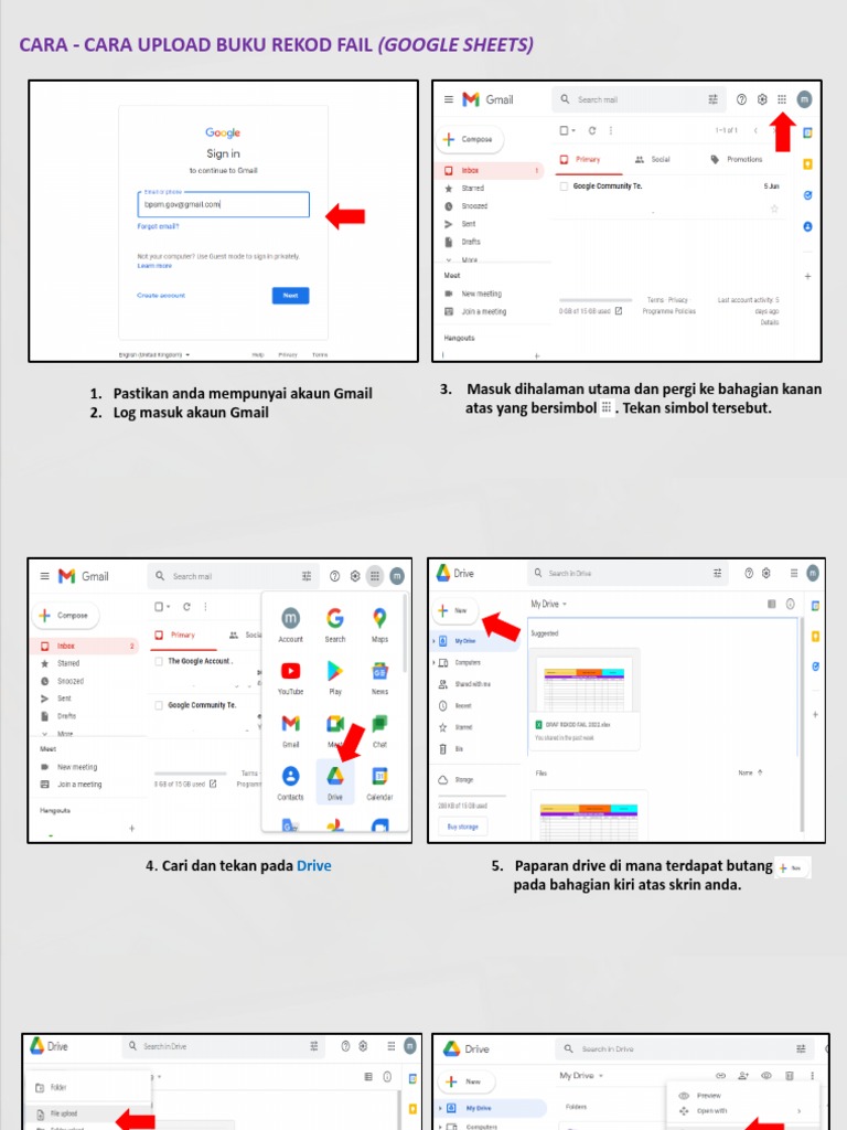 Cara - Cara Upload Buku Rekod Fail (Google Sheets) | PDF