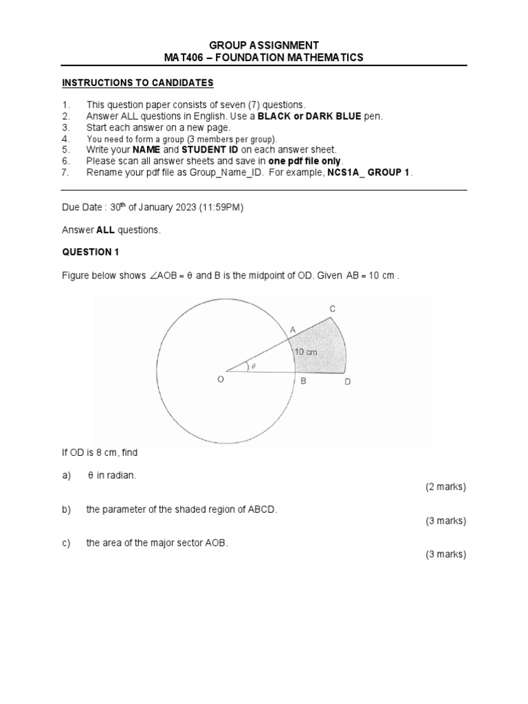Group Assignment Mat406 | PDF | Trigonometric Functions | Mathematics