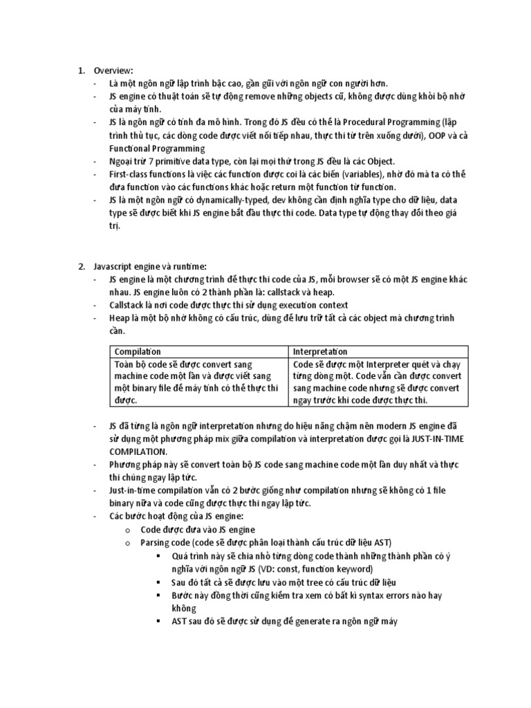 Overview - JS Engine - Runtime | PDF