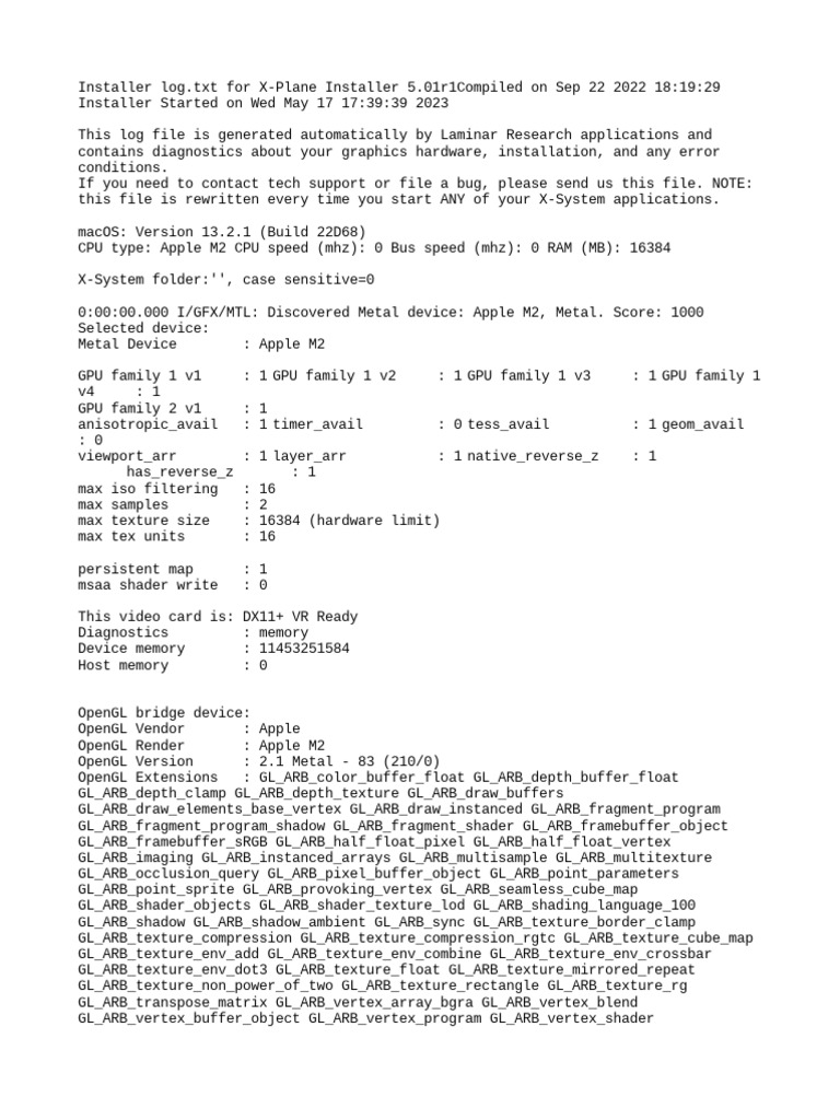 X-Plane Installer Log Analysis | PDF | Graphics Processing Unit | Mac Os