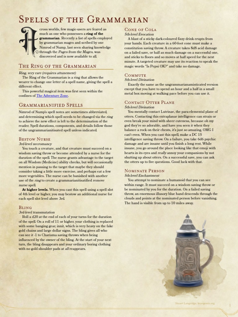 Spells of the Ring of the Grammarian | PDF | Foods