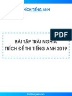 (ThichTiengAnh.Com) 80 Bài tập chọn từ trái nghĩa trích đề thi thử Tiếng Anh 2019