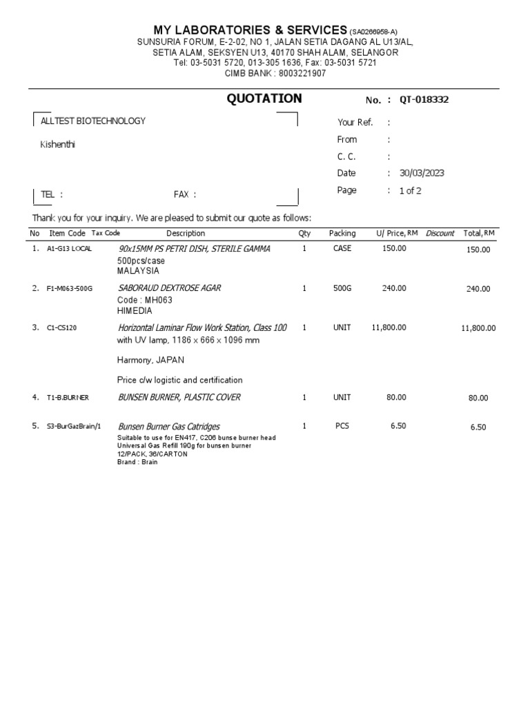 Conventional Method - Quotation | PDF