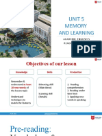 Unit 5 Memory and Learning: Academic English 5 Reading & Writing