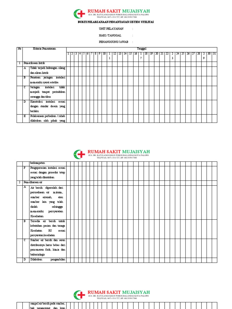 Bukti Pelaksanaan Pemantauan Sistem Utilitas Pdf