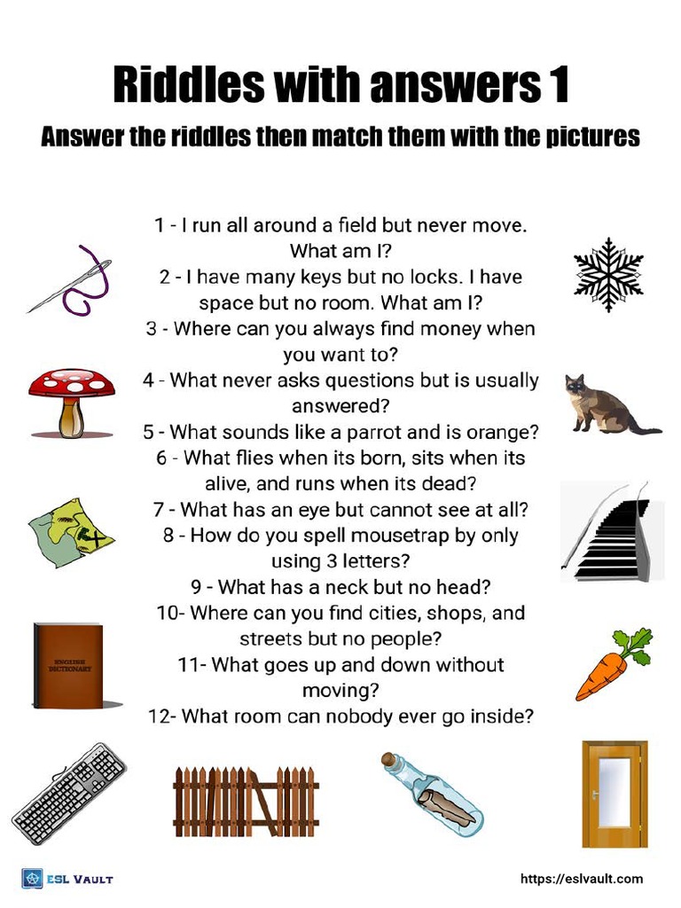 Free Printable Riddles With Answers Worksheet 1 PDF
