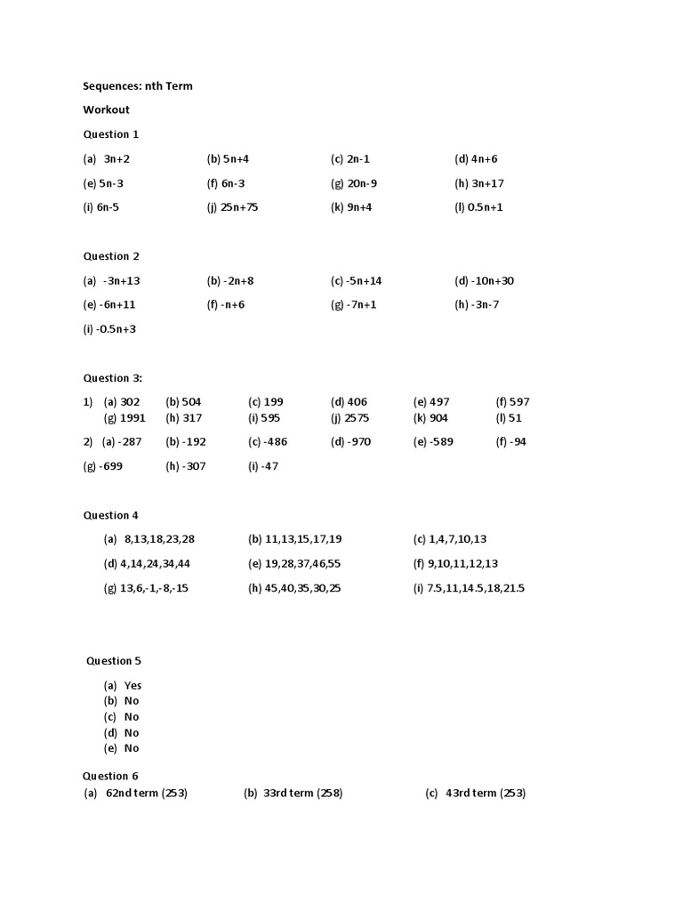 Math Sequence Exercises | PDF