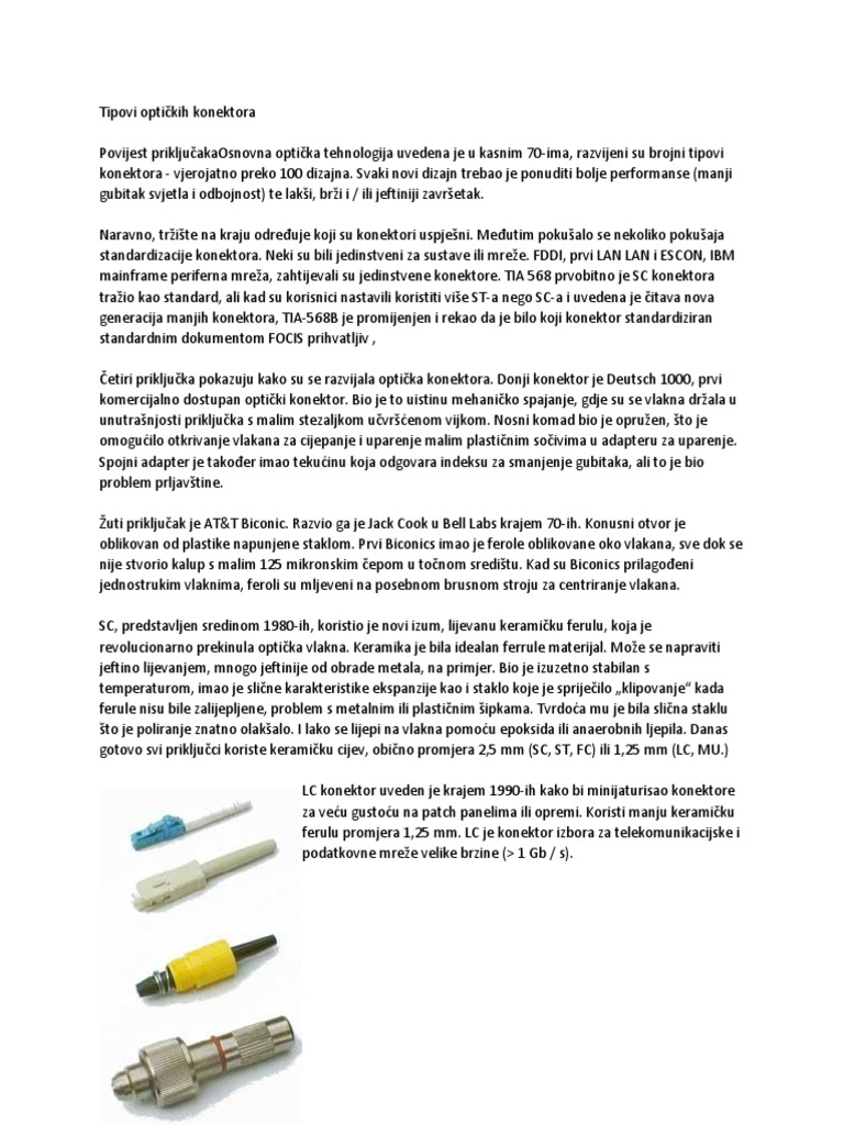 vrste optičkih konektora | PDF