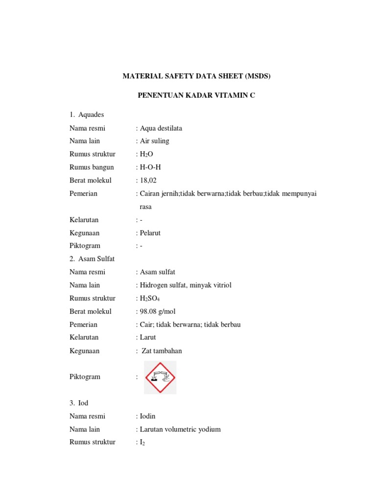MSDS Asam Askorbat dan Komponen Lain | PDF