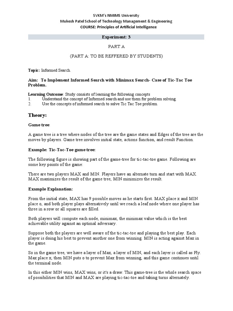 Informed Search & Minimax in Tic-Tac-Toe | PDF | Applied Mathematics ...