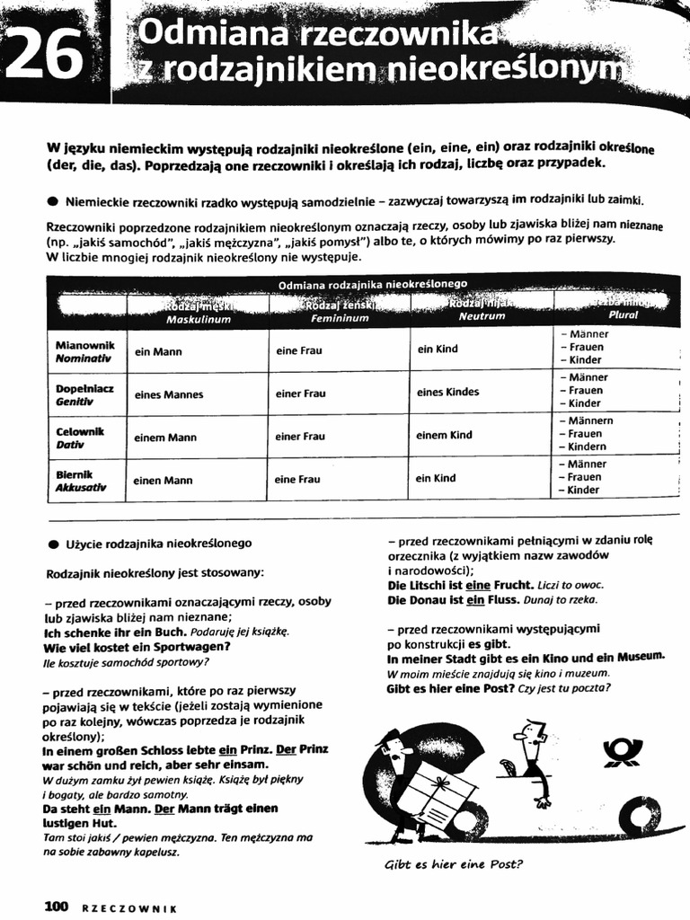 Odmiana Rzeczownika Z Rodzajnikiem Nieokreślonym I Określonym PDF