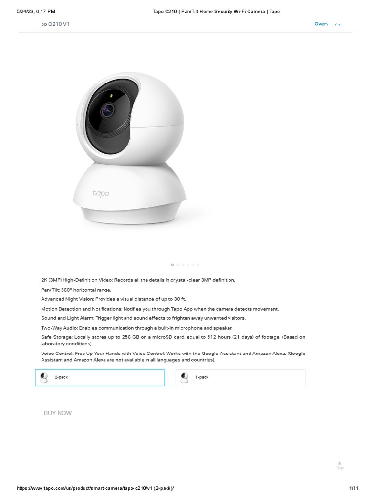 Tapo C210 - Pan - Tilt Home Security Wi-Fi Camera - Tapo, PDF