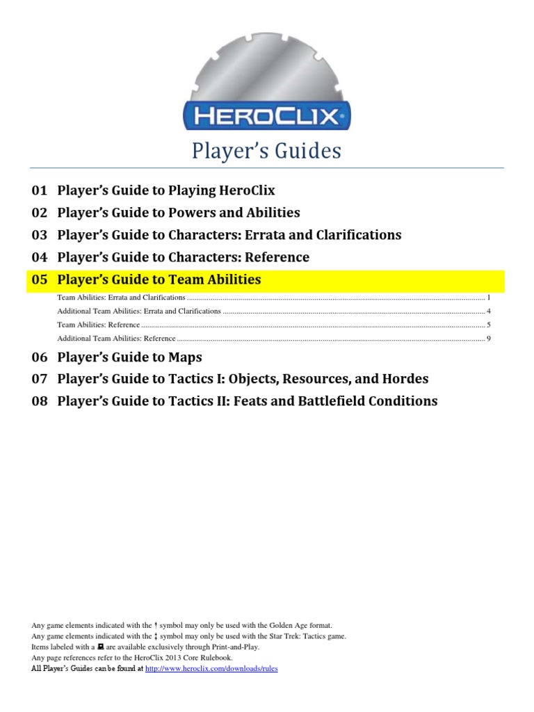 Heroclix Team Abilities Printable