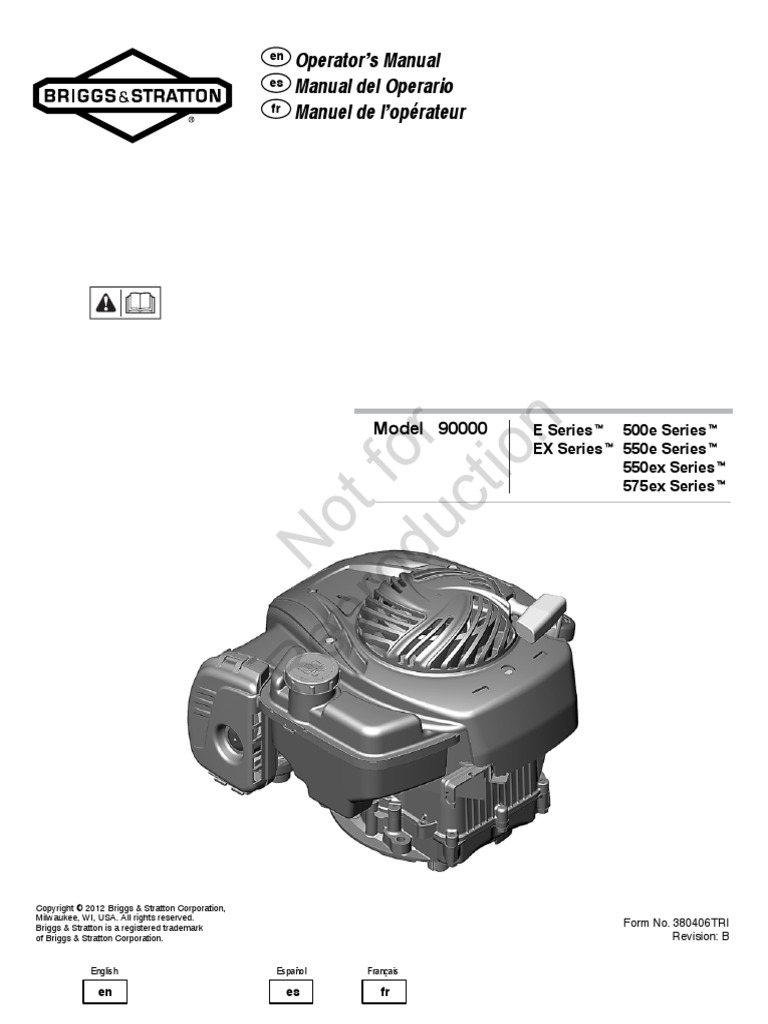 Briggs & Stratton 550EX Lawn Mower Engine User Manual PDF Gasoline