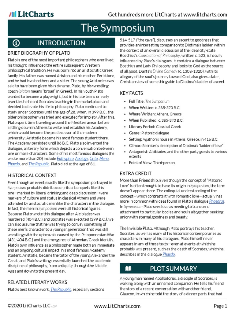 The Symposium Litchart Pdf Symposium Plato Plato
