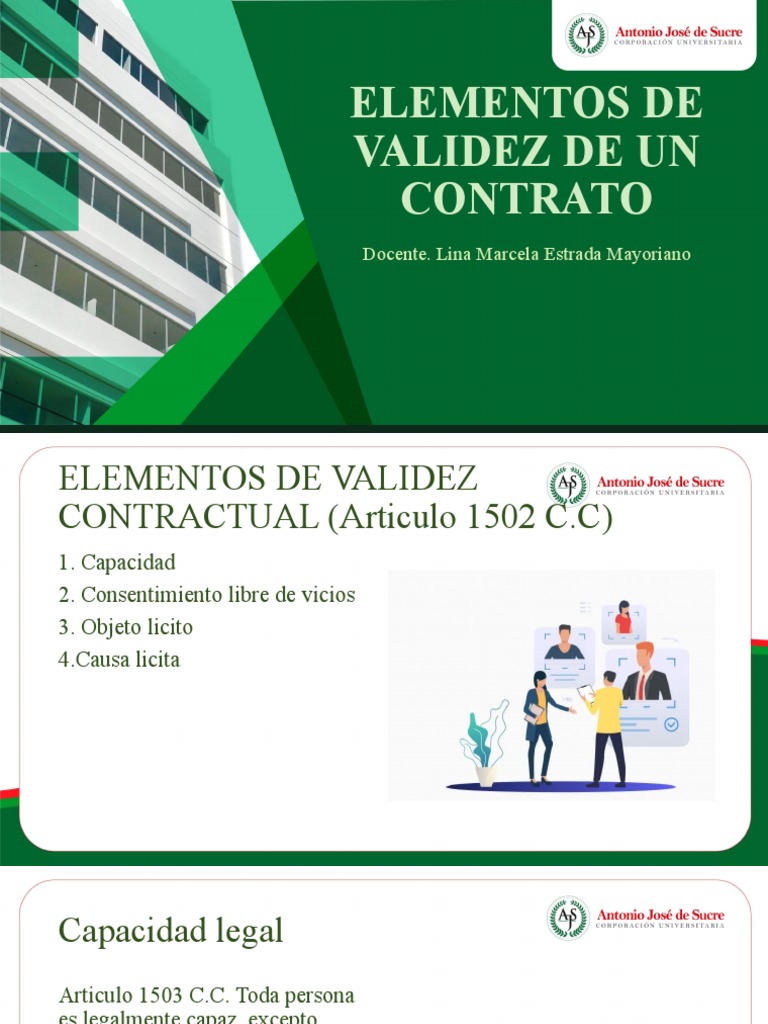 Elementos de Validez de Un Contrato PDF Principios éticos Ley común