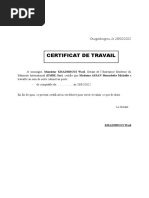 Certificats de Travail Du Personnel