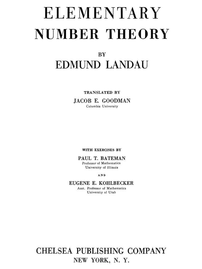 Landau. Elementary Number Theory | PDF