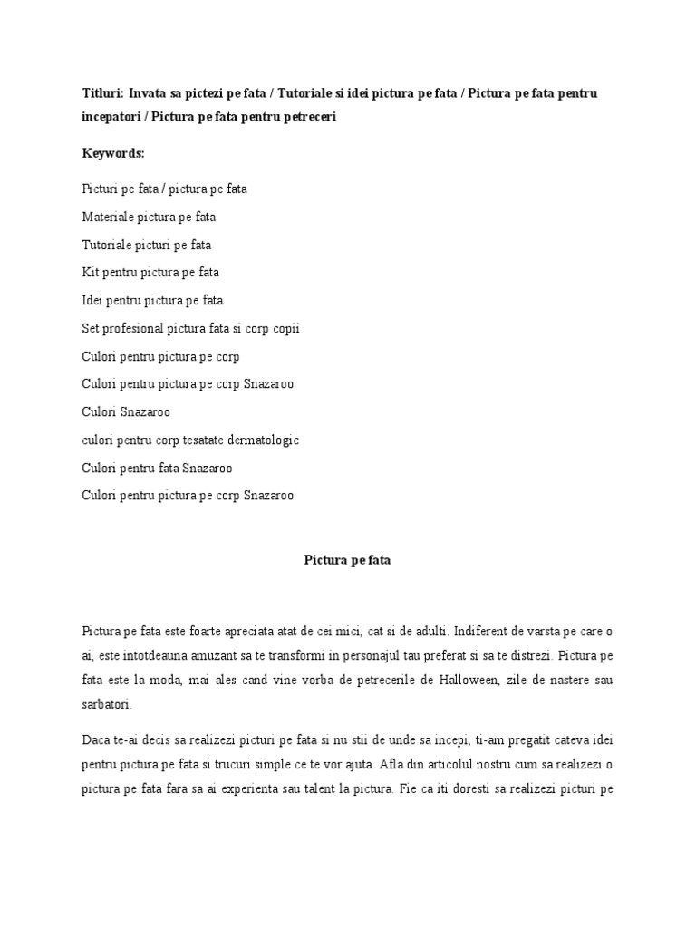 Pictura Pe Fata | PDF